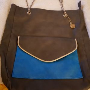 Charcoal Grey with blue  shoulder bag